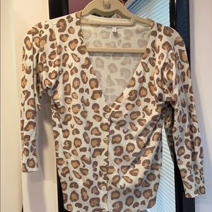 Baby blue and leopard cardigan